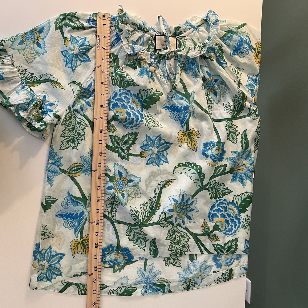 Tuckernuck Cassis Puff Sleeve Floral Blouse Size S Cotton Ruffles Boho Preppy - Picture 12 of 12